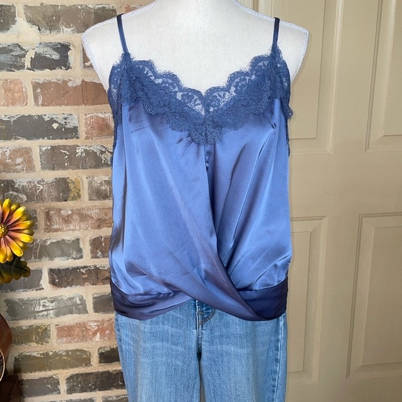 RO&DE Anthropologie Silky Satin & Lace Camisole Mediterranean Blue Feminine NEW - Picture 5 of 13